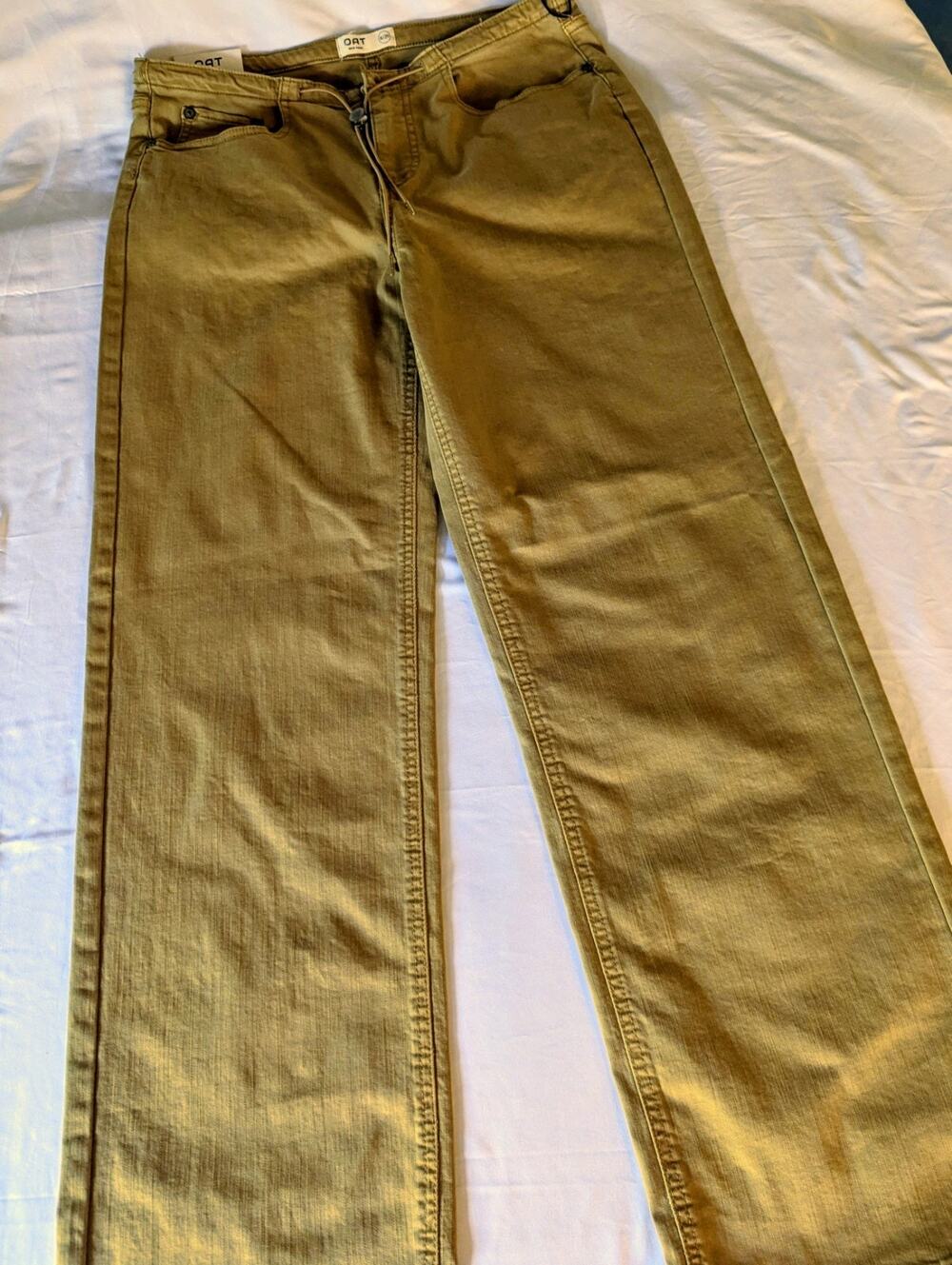 OAT New York Jeans Womens 8/29 Gold Mid Rise Relaxed Fit Stretch Denim NWT